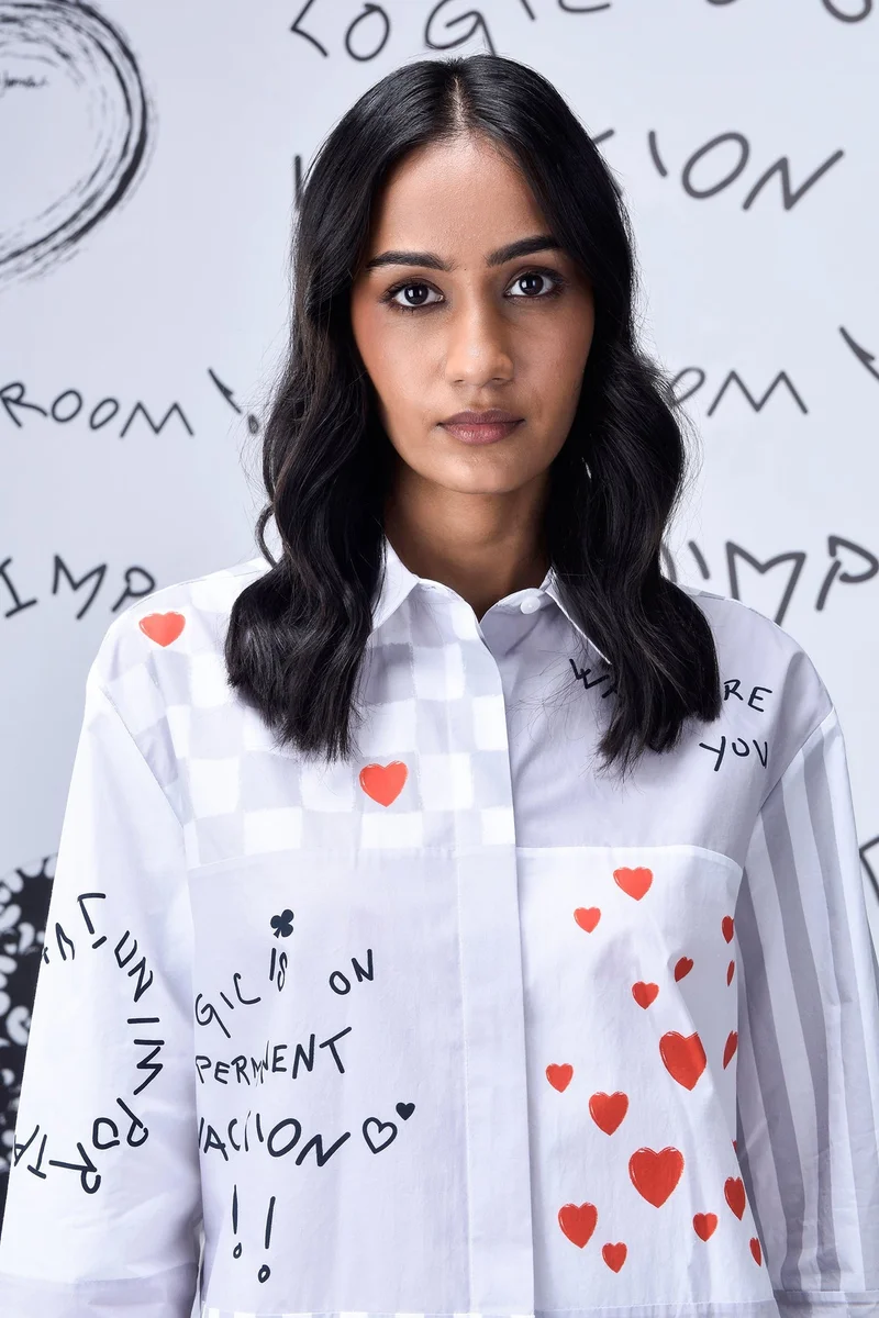 Genes Lecoanet Hemant Women's Chess Board Relaxed Fit Shirt- Pearl Grey